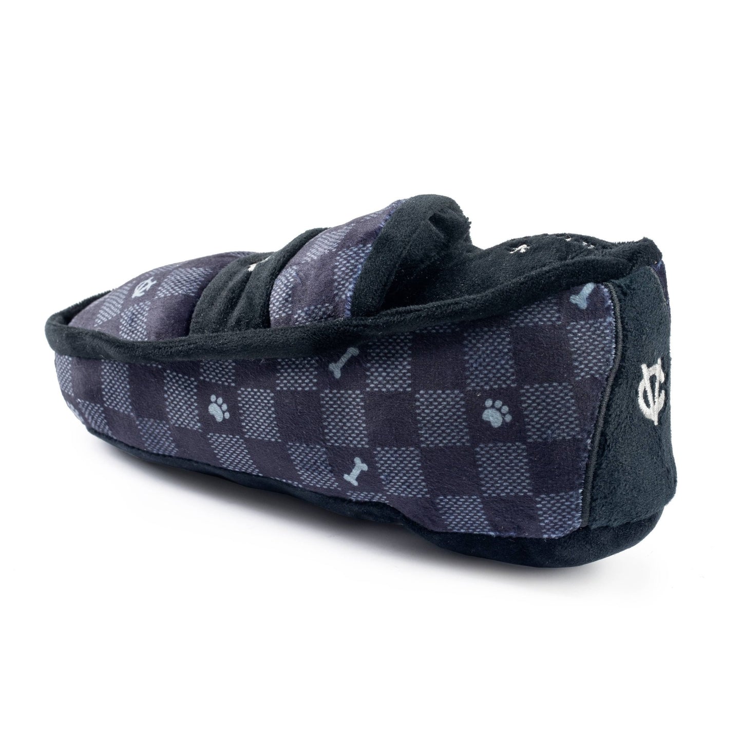 Black Checker Chewy Vuiton Loafer Squeaker Toy - Ruffingdales, Inc