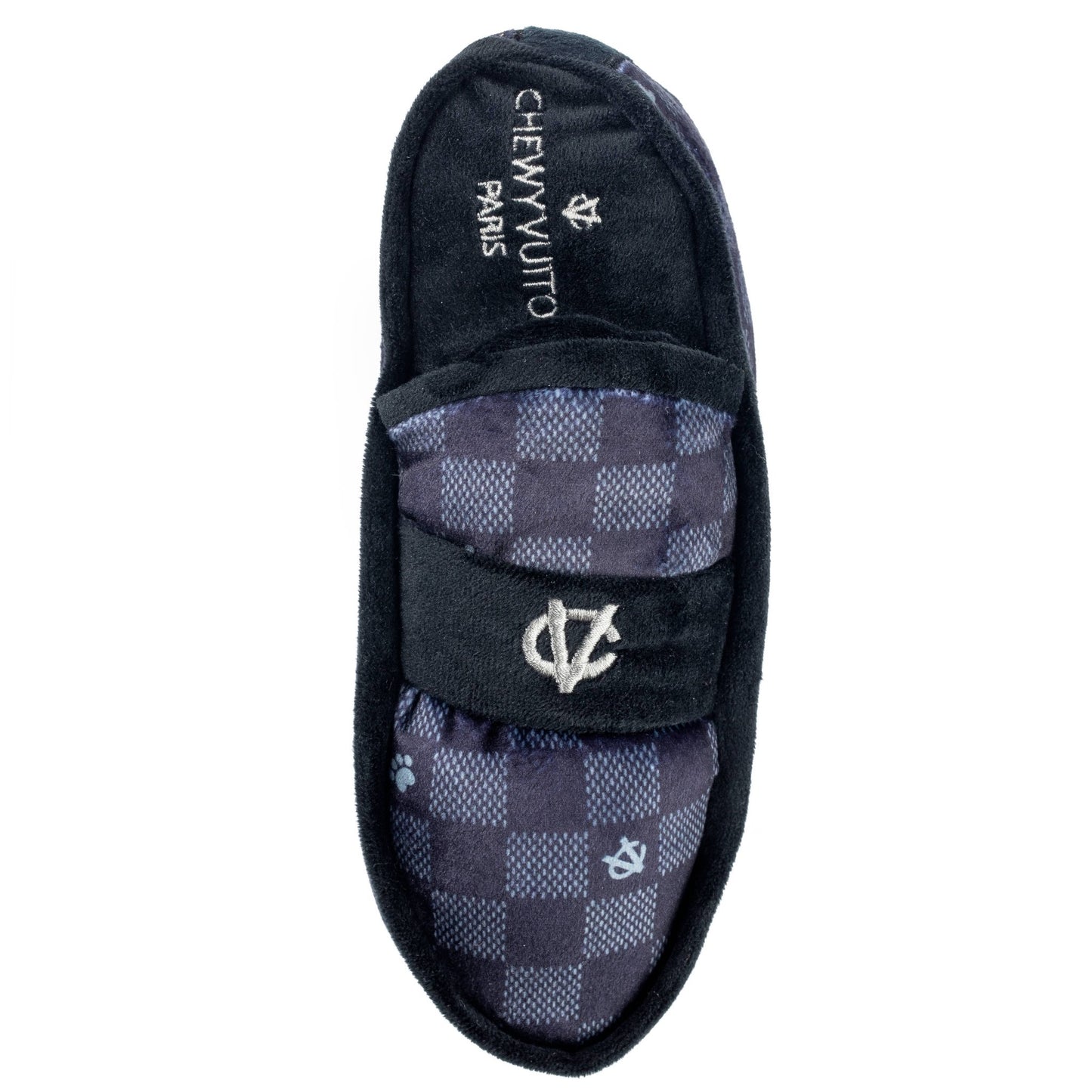 Black Checker Chewy Vuiton Loafer Squeaker Toy - Ruffingdales, Inc