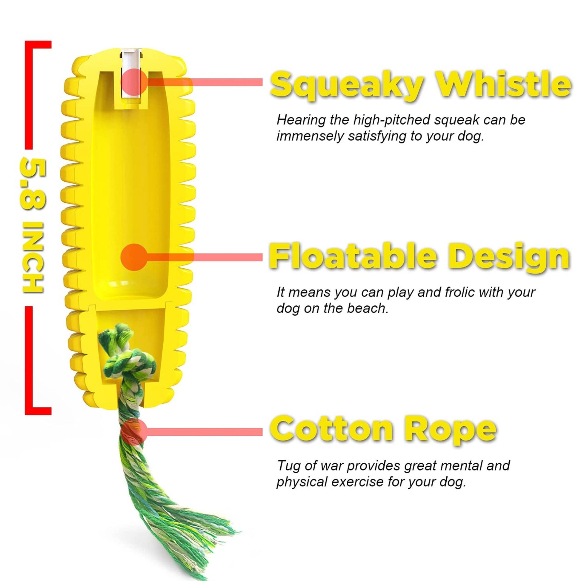 Corn Stick Dental Squeaker Chew Toy - Ruffingdales, Inc