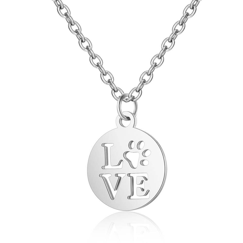 LOVEPAW STAINLESS GOLD & SILVER COLOR NECKLACE - Ruffingdales, Inc
https://ruffingdales.com › products › lovepaw-stainless-gold-silver-color-necklace-dog-cat-lover