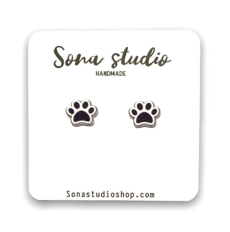 Black Paw Print Earrings - Ruffingdales, Inc