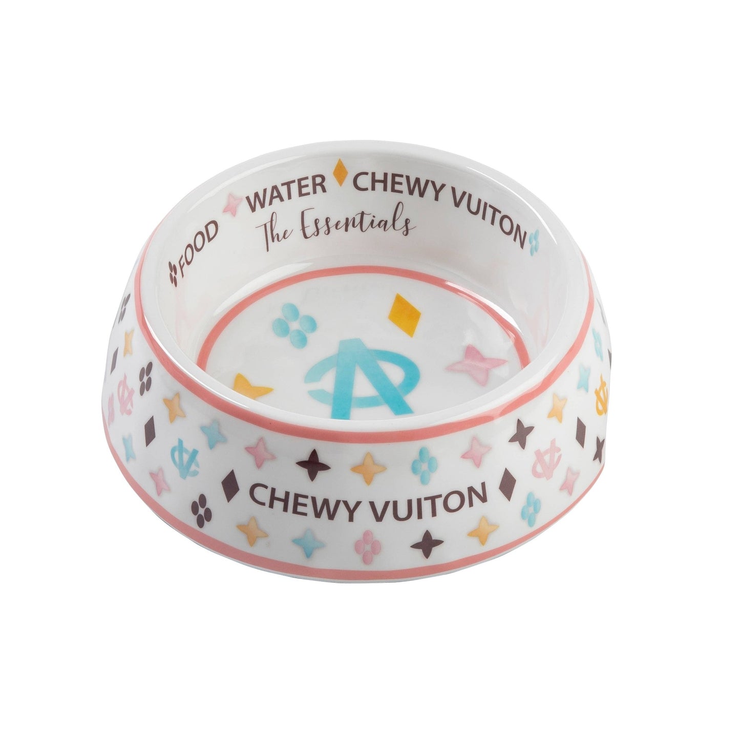 Chewy Vuiton Dog Bowl - White - Ruffingdales, Inc