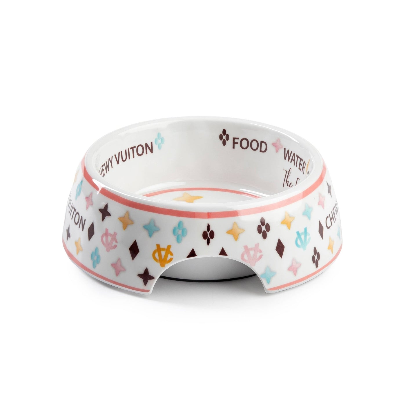 Chewy Vuiton Dog Bowl - White - Ruffingdales, Inc