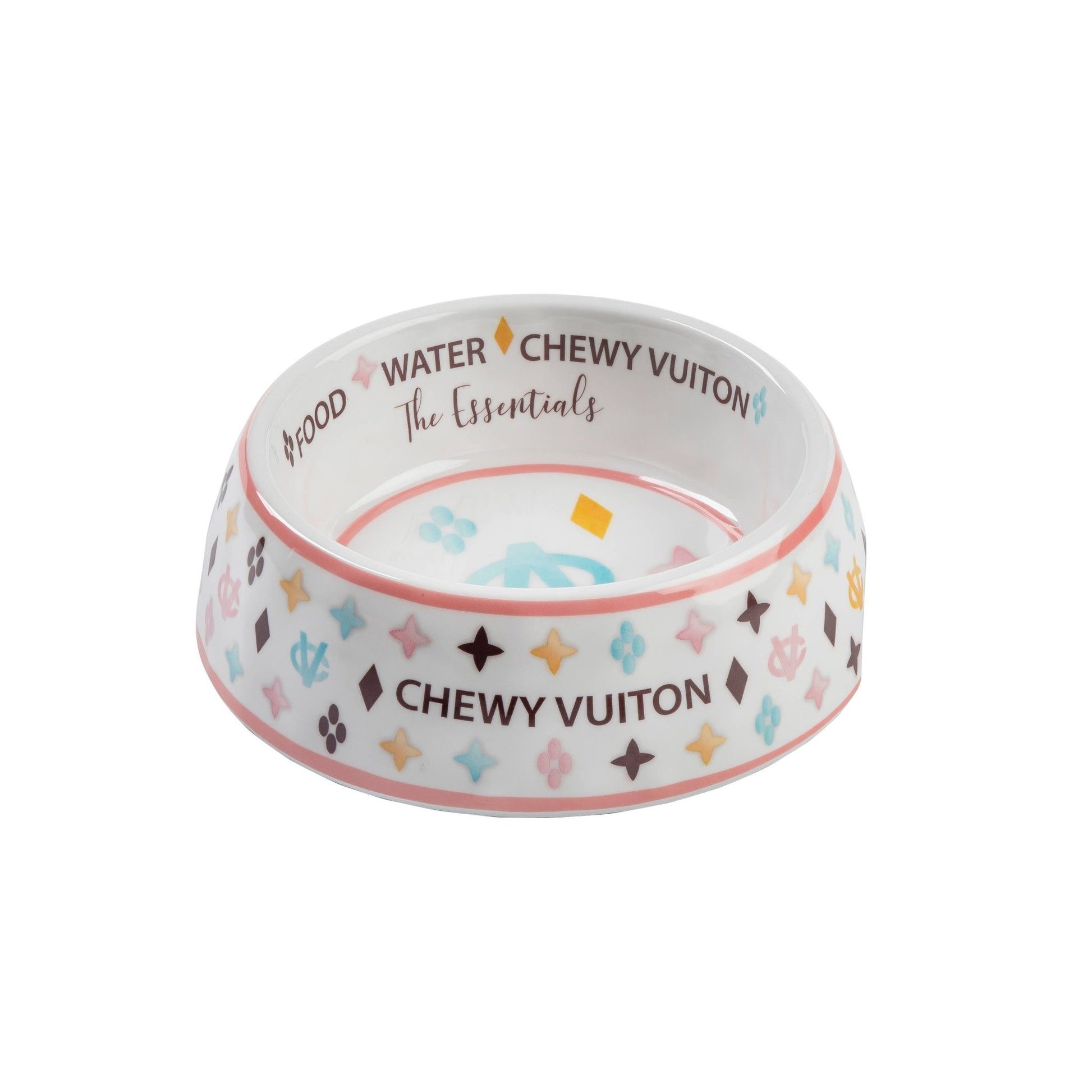 Chewy Vuiton Dog Bowl - White - Ruffingdales, Inc