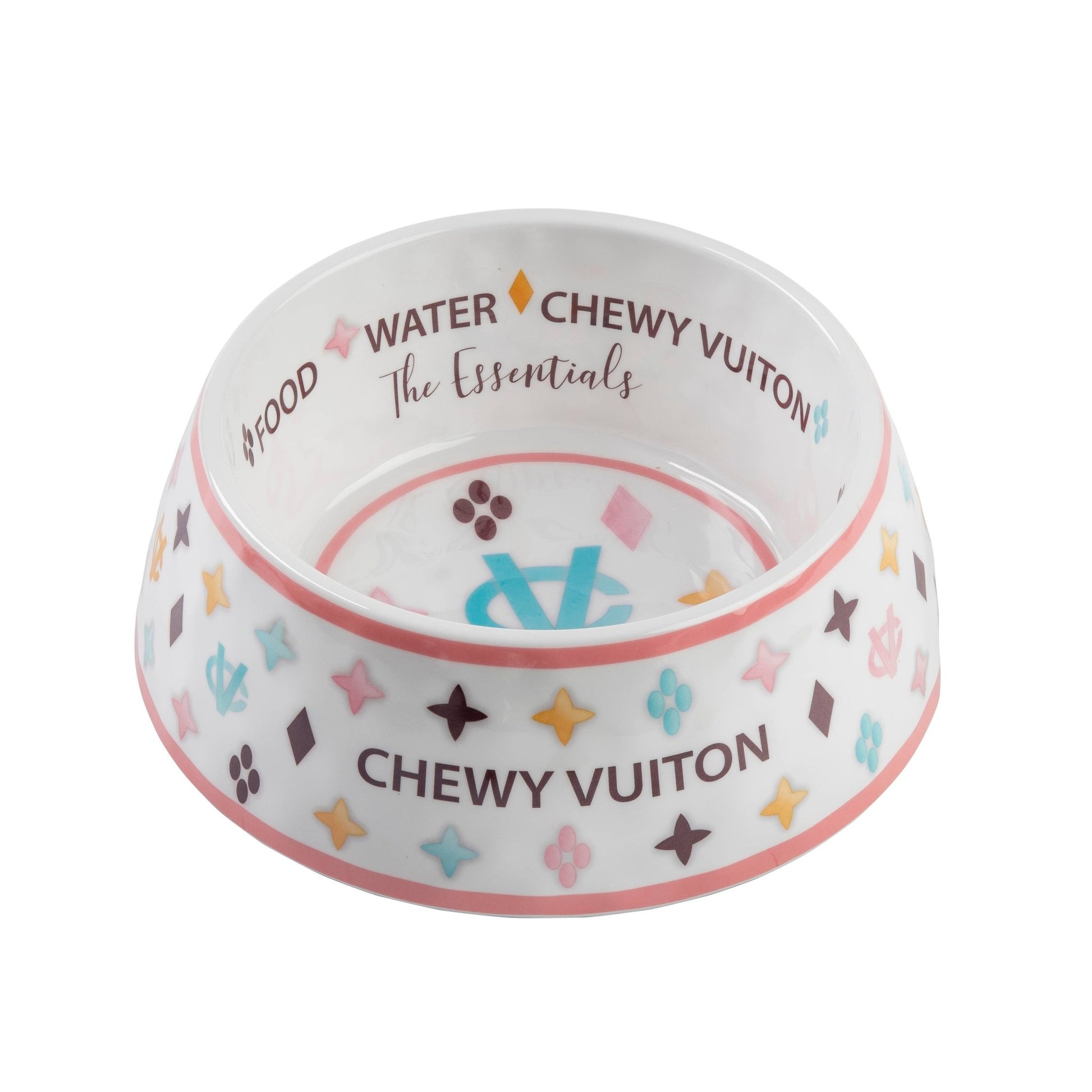 Chewy Vuiton Dog Bowl - White - Ruffingdales, Inc