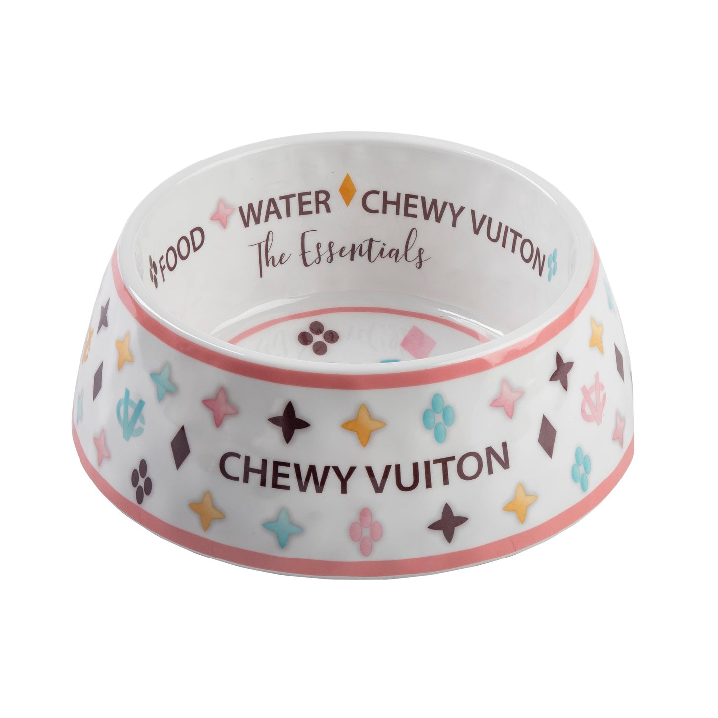 Chewy Vuiton Dog Bowl - White - Ruffingdales, Inc