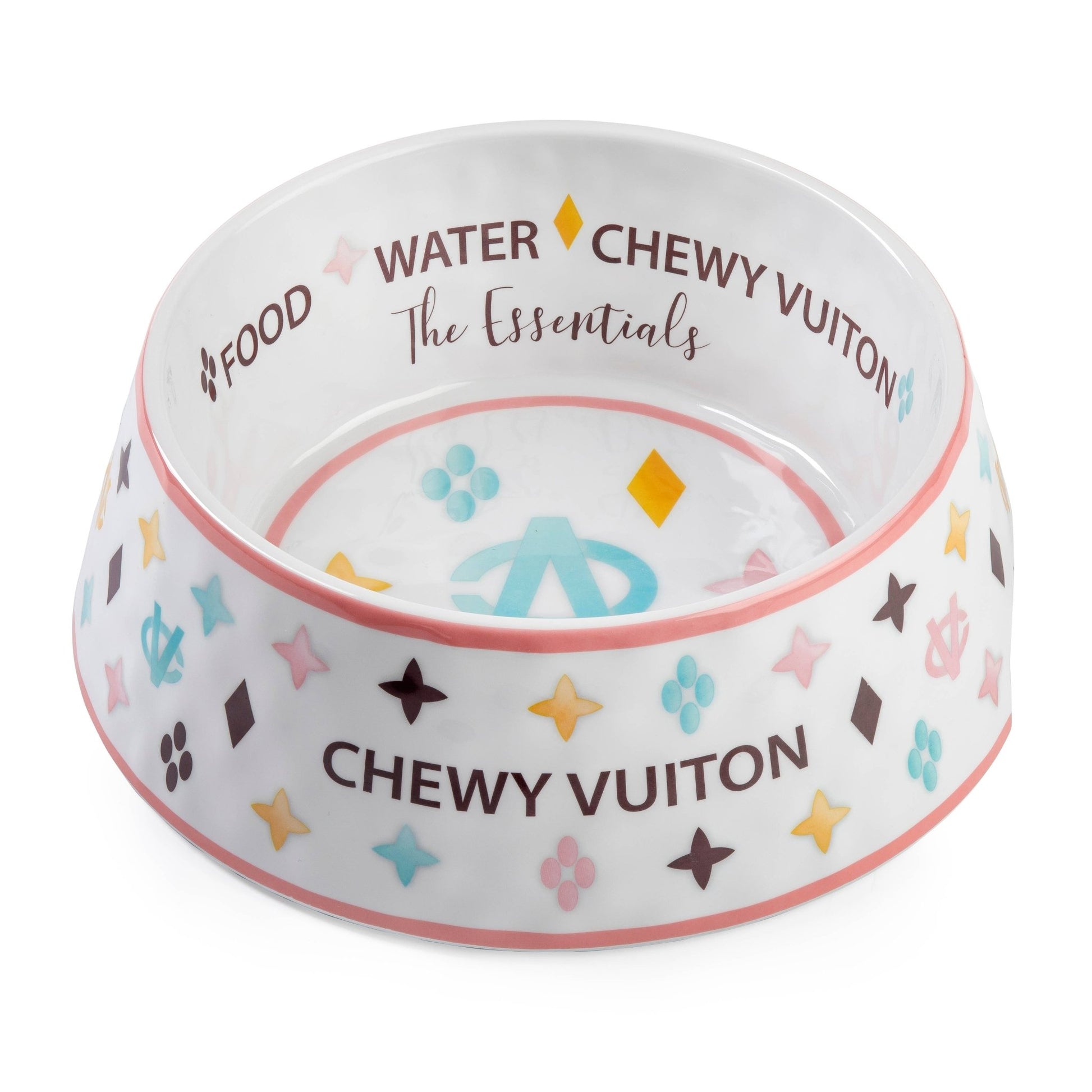 Chewy Vuiton Dog Bowl - White - Ruffingdales, Inc