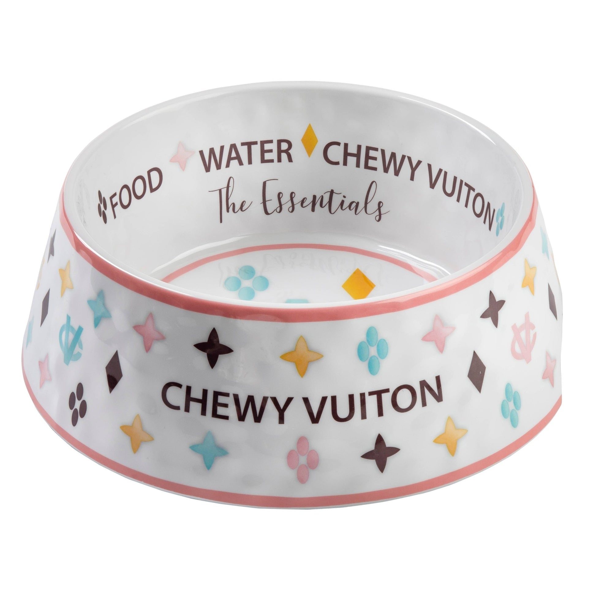 Chewy Vuiton Dog Bowl - White - Ruffingdales, Inc