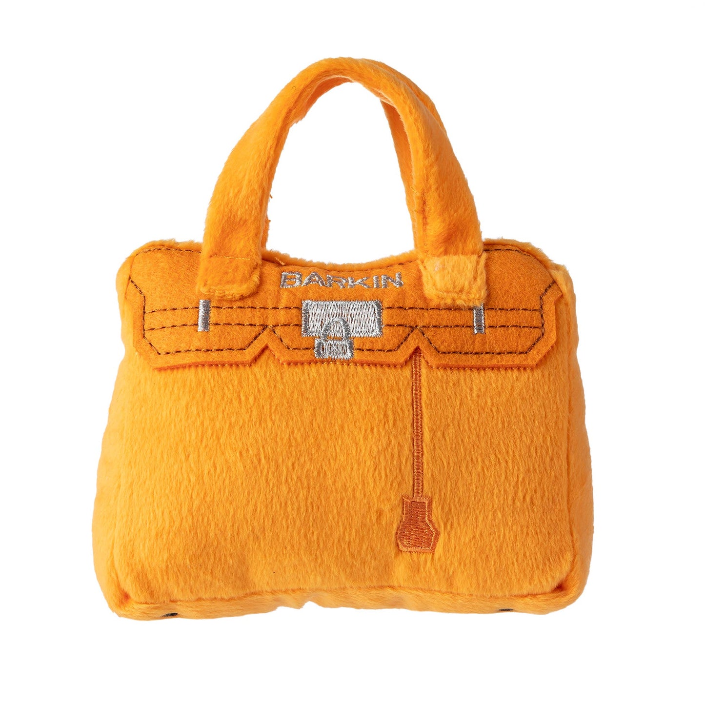 Straight on photo showing front of Orange Barkin bag.