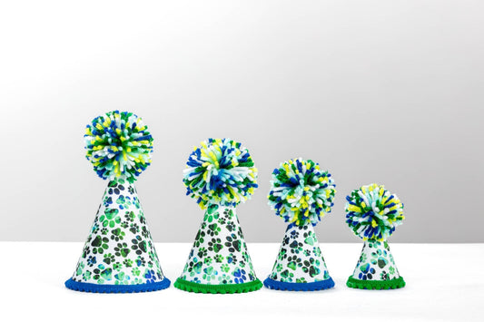 Green Blue Paws Party Hat - Ruffingdales, Inc