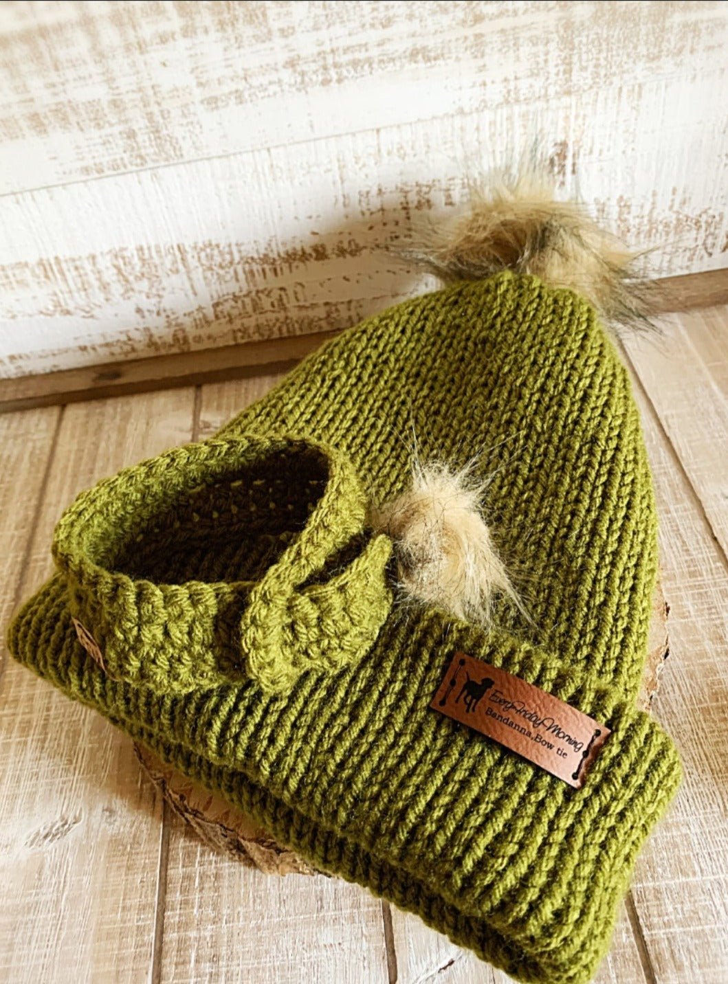 Olive Green Beanie (fur the - ) - Ruffingdales, Inc