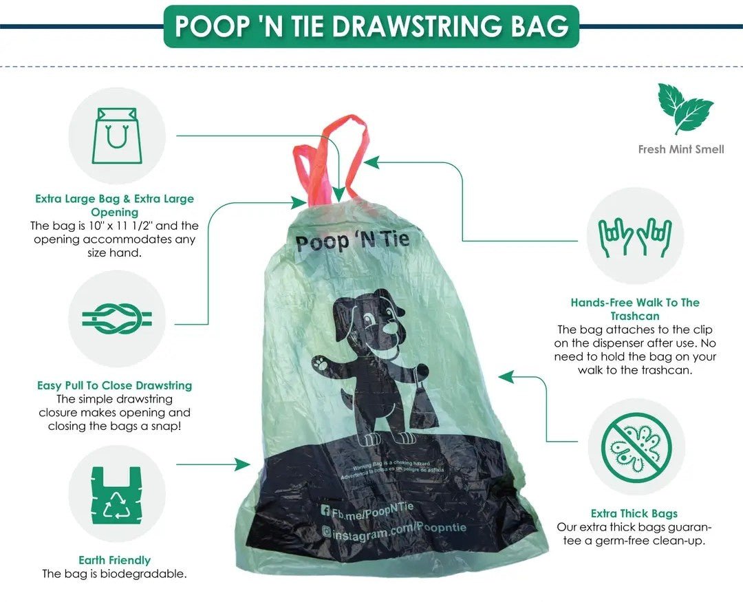 Poop Bags - Biodegradable with Drawstring Closure - Ruffingdales, Inc