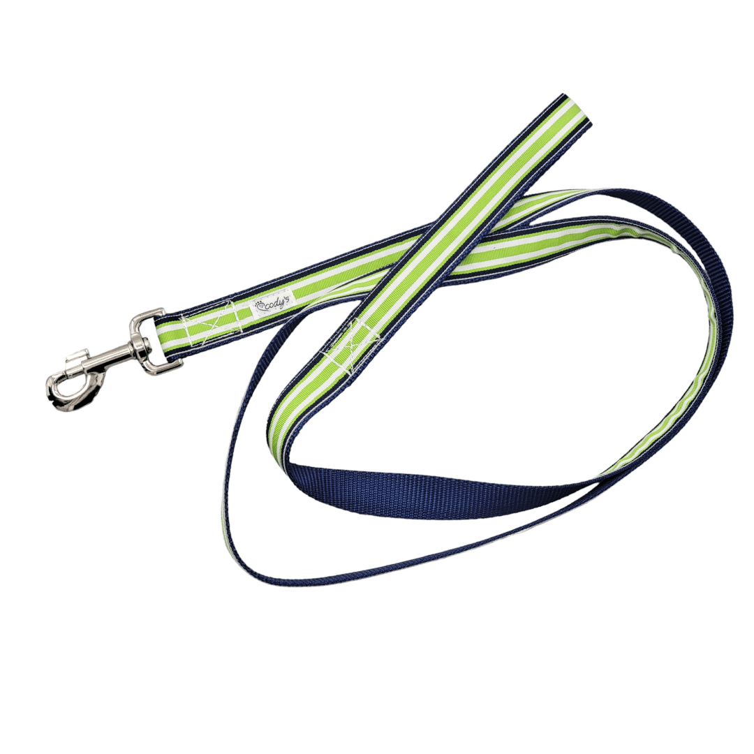 Preppy Green Stripe Leash - 6ft - Ruffingdales, Inc