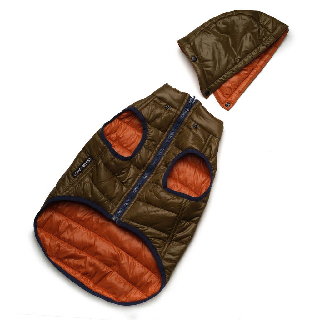 Reversible Puffer Jacket, Olive / Orange - Ruffingdales, Inc